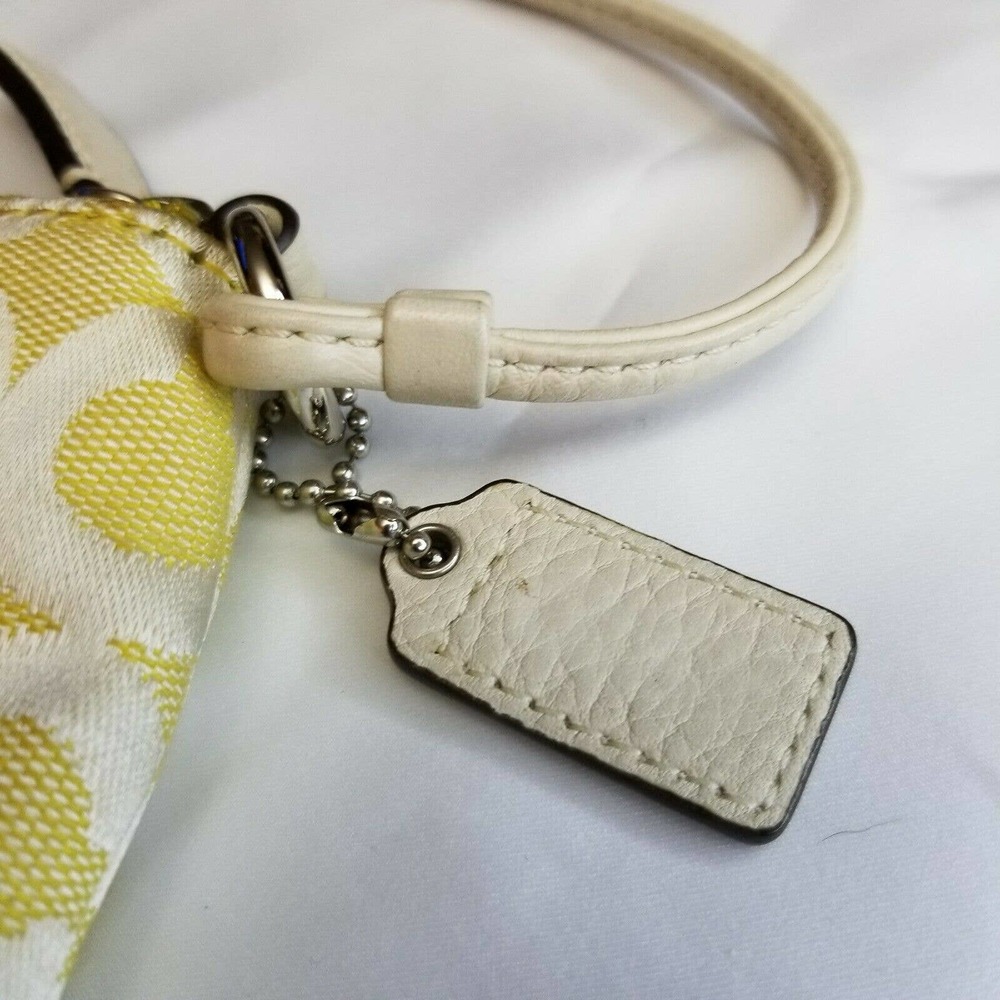 Coach Wristlet Yellow C Fabric Leather Trim Strap - Picture 4 of 12